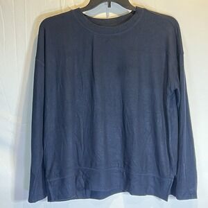 Lucky Brand Sweater Womens L Large Blue Navy Oversized‎ Pullover Casual Long